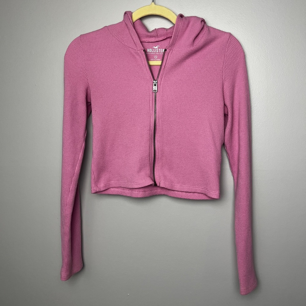 Hollister Pink Cropped Hoodie